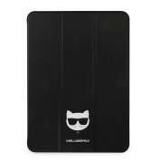 Karl Lagerfeld Saffiano Choupette Head Folio Case - дизайнерски кожен кейс с поставка за iPad Pro 12.9 M1 (2021) (черен) 1
