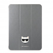 Karl Lagerfeld Saffiano Choupette Head Folio Case - дизайнерски кожен кейс с поставка за iPad Pro 12.9 M1 (2021) (сребрист) 1