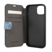 Guess PU 4G Printed Stripe Book Case - дизайнерски кожен калъф, тип портфейл за iPhone 13 Mini (син) 4