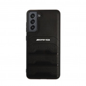 AMG Genuine Leather Perforated Hard Case - дизайнерски кожен кейс (естествена кожа) за Samsung Galaxy S21 FE (черен) 1