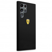 Ferrari Liquid Silicone Metal Logo Case - дизайнерски силиконов (TPU) кейс за Samsung Galaxy S22 Ultra (черен) 2