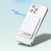 Baseus Foldable Magnetic MagSafe Bracket Stand - кожена поставка за прикрепяне към iPhone с MagSafe (бял) 6