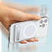 Baseus Foldable Magnetic MagSafe Bracket Stand - кожена поставка за прикрепяне към iPhone с MagSafe (бял) 11