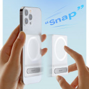 Baseus Foldable Magnetic MagSafe Bracket Stand - кожена поставка за прикрепяне към iPhone с MagSafe (бял) 9