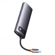 Baseus USB-C Metal Gleam Series 6-in-1 Hub (WKWG030013) - мултифункционален хъб за свързване на допълнителна периферия за устройства с USB-C (тъмносив) 2
