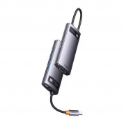Baseus USB-C Metal Gleam Series 6-in-1 Hub (WKWG030013) - мултифункционален хъб за свързване на допълнителна периферия за устройства с USB-C (тъмносив) 16