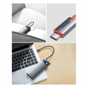 Baseus USB-C Metal Gleam Series 6-in-1 Hub (WKWG030013) - мултифункционален хъб за свързване на допълнителна периферия за устройства с USB-C (тъмносив) 15