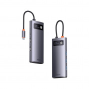 Baseus USB-C Metal Gleam Starjoy Series 6-in-1 Hub (WKWG030113) - мултифункционален хъб за свързване на допълнителна периферия за устройства с USB-C (тъмносив) 11