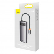 Baseus USB-C Metal Gleam Starjoy Series 6-in-1 Hub (WKWG030113) - мултифункционален хъб за свързване на допълнителна периферия за устройства с USB-C (тъмносив) 4