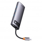 Baseus USB-C Metal Gleam Starjoy Series 6-in-1 Hub (WKWG030113) - мултифункционален хъб за свързване на допълнителна периферия за устройства с USB-C (тъмносив) 2