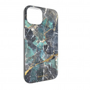 Mageasy Marble Emerald Case - дизайнерски хибриден удароустойчив кейс за iPhone 14 (смарагд)  3