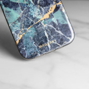 Mageasy Marble Emerald Case - дизайнерски хибриден удароустойчив кейс за iPhone 14 (смарагд)  8