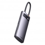 Baseus USB-C Metal Gleam Starjoy Series 6-in-1 Hub (WKWG030213) - мултифункционален хъб за свързване на допълнителна периферия за устройства с USB-C (тъмносив)