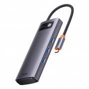 Baseus USB-C Metal Gleam Starjoy Series 6-in-1 Hub (WKWG030213) - мултифункционален хъб за свързване на допълнителна периферия за устройства с USB-C (тъмносив) 1