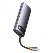 Baseus USB-C Metal Gleam Starjoy Series 7-in-1 Hub (WKWG040013) - мултифункционален хъб за свързване на допълнителна периферия за устройства с USB-C (тъмносив) 3