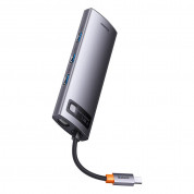 Baseus USB-C Metal Gleam Starjoy Series 7-in-1 Hub (WKWG040113) - мултифункционален хъб за свързване на допълнителна периферия за устройства с USB-C (тъмносив) 3