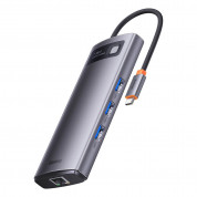 Baseus USB-C Metal Gleam Starjoy Series 7-in-1 Hub (WKWG040113) - мултифункционален хъб за свързване на допълнителна периферия за устройства с USB-C (тъмносив)