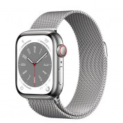 Apple Watch S8 Cellular, 41mm Silver Stainless Steel Case with Silver Milanese Loop