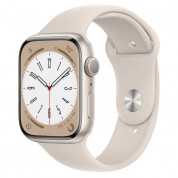Apple Watch Series 8 GPS, 45mm Starlight Aluminium Case with Starlight Sport Band - умен часовник от Apple
