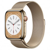 Apple Watch Series 8 Cellular, 45mm  Gold Stainless Steel Case with Gold Milanese Loop - умен часовник от Apple