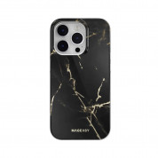 Mageasy Marble M Case With MagSafe - дизайнерски хибриден удароустойчив кейс с MagSafe за iPhone 14 Pro (черен) 
