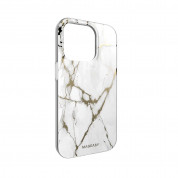 Mageasy Marble Case - дизайнерски хибриден удароустойчив кейс за iPhone 14 Pro (бял)  2