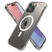 Spigen Ultra Hybrid MagSafe Case - хибриден кейс с висока степен на защита с MagSafe за iPhone 14 Pro Max (бял-прозрачен)  4