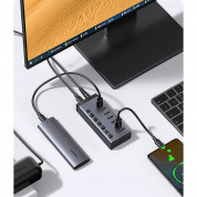 Ugreen 7 Port USB-A 3.0 Hub with Power Adapter - алуминиев 7-портов USB 3.0 хъб със захранване за компютри и лаптопи (черен) 11