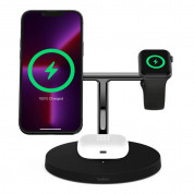 Belkin Boost Charge Pro 3-in-1 Wireless Charger with MagSafe 15W - тройна поставка (пад) за безжично зареждане за iPhone с Magsafe, Apple Watch и AirPods Pro (черен) 3