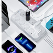 Blitzwolf 8 AC Outlets With USB-A and USB-C Ports Extension Power Strip 2500W - разклонител с 3xUSB-A и 1хUSB-C порта и 8хAC изхода (бял) 4