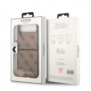 Guess 4G Charms Collection Hard Case - дизайнерски кожен кейс за Samsung Galaxy Z Flip 4 (кафяв) 3