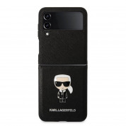 Karl Lagerfeld Saffiano Ikonik Leather Case - дизайнерски кожен кейс за Samsung Galaxy Z Flip 4 (черен) 2