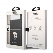 Karl Lagerfeld Saffiano Ikonik Leather Case - дизайнерски кожен кейс за Samsung Galaxy Z Flip 4 (черен) 5