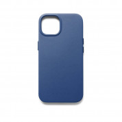 Mujjo Full Leather MagSafe Case - премиум кожен (естествена кожа) кейс с MagSafe за iPhone 15, iPhone 14, iPhone 13 (син)