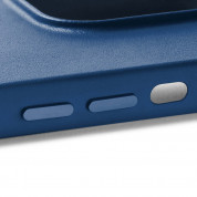 Mujjo Full Leather MagSafe Case - премиум кожен (естествена кожа) кейс с MagSafe за iPhone 15, iPhone 14, iPhone 13 (син) 5