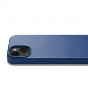 Mujjo Full Leather MagSafe Case - премиум кожен (естествена кожа) кейс с MagSafe за iPhone 15, iPhone 14, iPhone 13 (син) 4