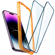 Spigen Glass.Tr Align Master Full Cover Tempered Glass 2 Pack - 2 броя калени стъклени защитни покрития за целия дисплей на iPhone 14 Pro Max (черен-прозрачен) 1