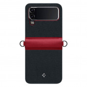 Spigen Compoty Texture Case - текстилен калъф за Samsung Galaxy Z Flip 4 (черен-червен) 2