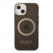 Guess Translucent MagSafe Case - хибриден удароустойчив кейс с MagSafe за iPhone 13 (черен)
