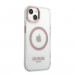 Guess Translucent MagSafe Case - хибриден удароустойчив кейс с MagSafe за iPhone 13 (прозрачен-розов) 2