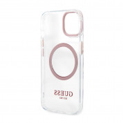 Guess Translucent MagSafe Case - хибриден удароустойчив кейс с MagSafe за iPhone 13 (прозрачен-розов) 3