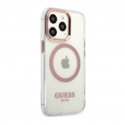 Guess Translucent MagSafe Case - хибриден удароустойчив кейс с MagSafe за iPhone 13 Pro (прозрачен-розов) 1