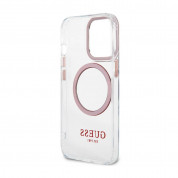 Guess Translucent MagSafe Case - хибриден удароустойчив кейс с MagSafe за iPhone 13 Pro (прозрачен-розов) 3