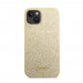 Guess Glitter Flakes Metal Logo Case - хибриден удароустойчив кейс за iPhone 14 (златист) 1