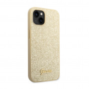 Guess Glitter Flakes Metal Logo - хибриден удароустойчив кейс за iPhone 14 (златист) 1