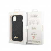 Guess Glitter Flakes Metal Logo - хибриден удароустойчив кейс за iPhone 14 (черен) 4