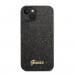 Guess Glitter Flakes Metal Logo Case - хибриден удароустойчив кейс за iPhone 14 (черен) 1