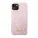 Guess Glitter Flakes Metal Logo Case - хибриден удароустойчив кейс за iPhone 14 (розов) 1
