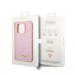 Guess Glitter Flakes Metal Logo Case - хибриден удароустойчив кейс за iPhone 14 Pro (розов) 5