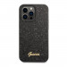 Guess Glitter Flakes Metal Logo Case - хибриден удароустойчив кейс за iPhone 14 Pro (черен) 1